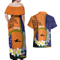 Personalised PNG Niu Ailan Couples Matching Off Shoulder Maxi Dress and Hawaiian Shirt Papua New Guinea Plumeria Melanesian Pattern - Polynesian Pride