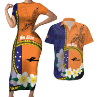 Personalised PNG Niu Ailan Couples Matching Short Sleeve Bodycon Dress and Hawaiian Shirt Papua New Guinea Plumeria Melanesian Pattern - Polynesian Pride
