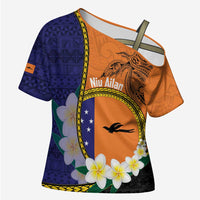 Personalised PNG Niu Ailan Cross Shoulder Shirt Papua New Guinea Plumeria Melanesian Pattern - Polynesian Pride