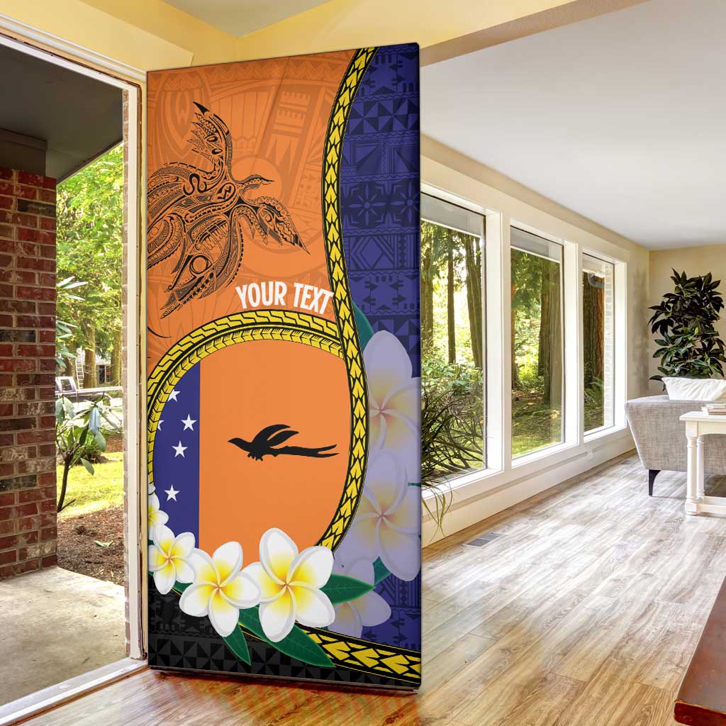 Personalised PNG Niu Ailan Door Cover Papua New Guinea Plumeria Melanesian Pattern - Polynesian Pride