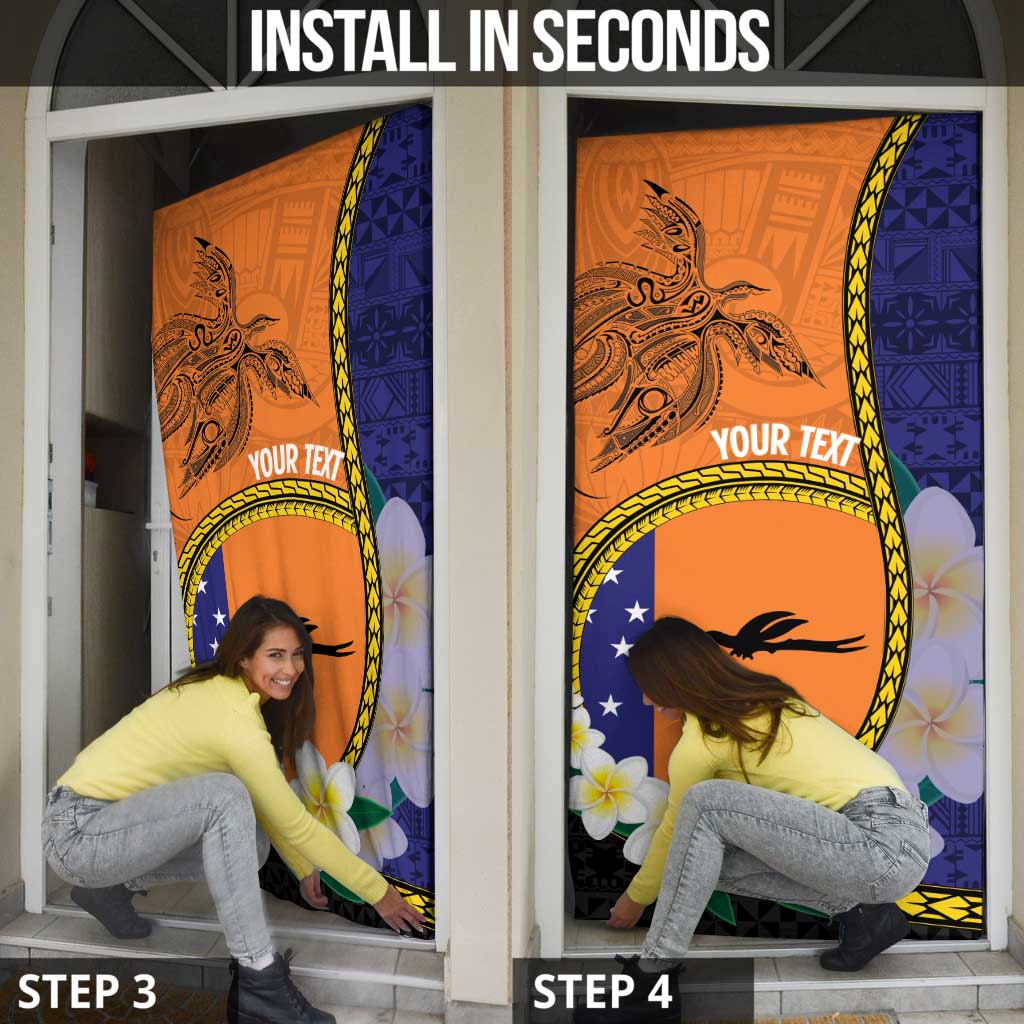 Personalised PNG Niu Ailan Door Cover Papua New Guinea Plumeria Melanesian Pattern - Polynesian Pride