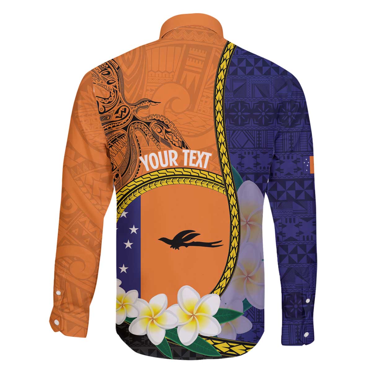 Personalised PNG Niu Ailan Family Matching Off The Shoulder Long Sleeve Dress and Hawaiian Shirt Papua New Guinea Plumeria Melanesian Pattern - Polynesian Pride