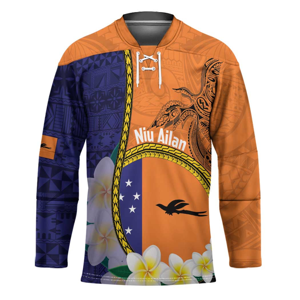 Personalised PNG Niu Ailan Hockey Jersey Papua New Guinea Plumeria Melanesian Pattern - Polynesian Pride