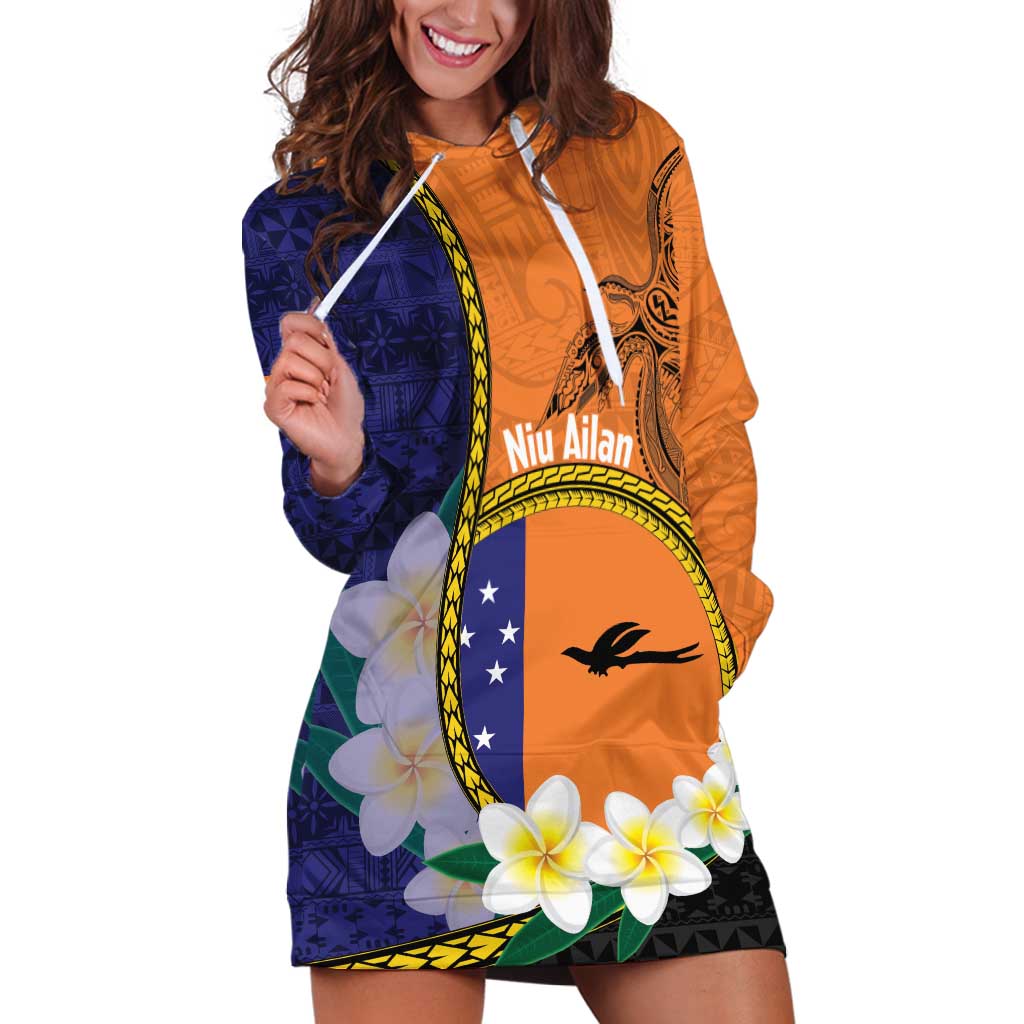 Personalised PNG Niu Ailan Hoodie Dress Papua New Guinea Plumeria Melanesian Pattern - Polynesian Pride