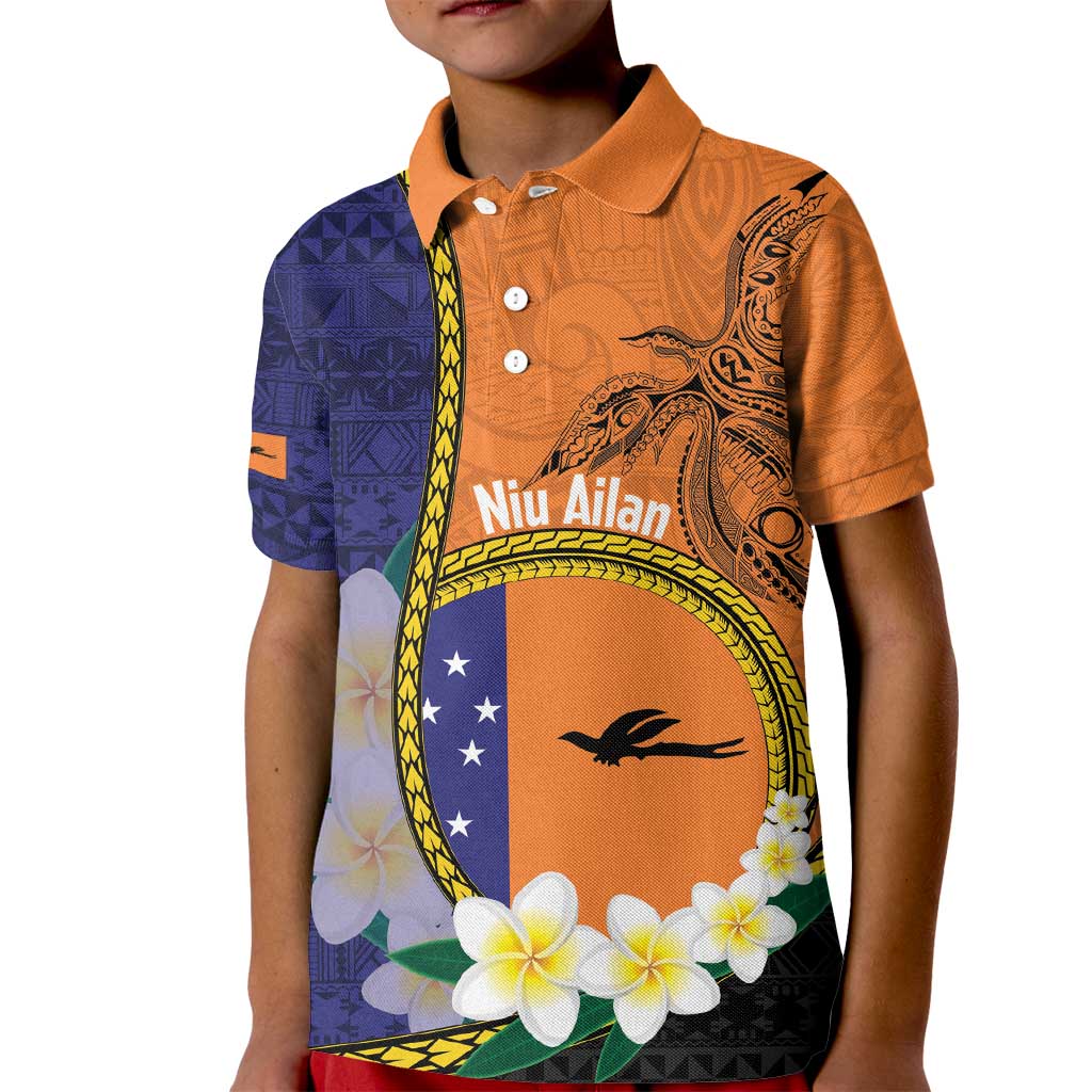 Personalised PNG Niu Ailan Kid Polo Shirt Papua New Guinea Plumeria Melanesian Pattern - Polynesian Pride