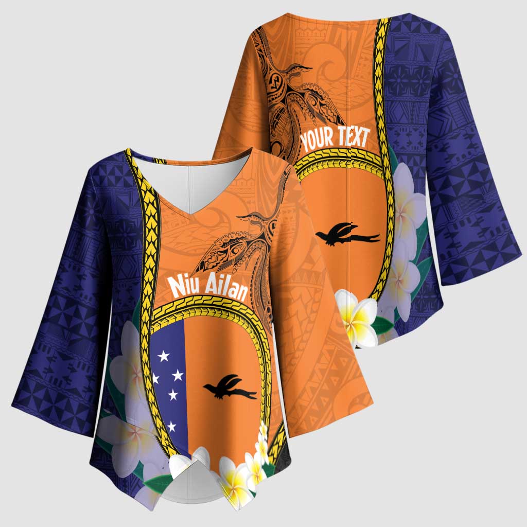 Personalised PNG Niu Ailan Kimono Sleeve Blouse Papua New Guinea Plumeria Melanesian Pattern - Polynesian Pride