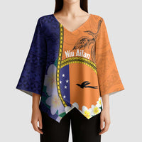 Personalised PNG Niu Ailan Kimono Sleeve Blouse Papua New Guinea Plumeria Melanesian Pattern - Polynesian Pride