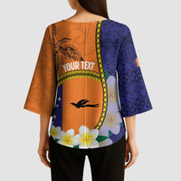 Personalised PNG Niu Ailan Kimono Sleeve Blouse Papua New Guinea Plumeria Melanesian Pattern - Polynesian Pride