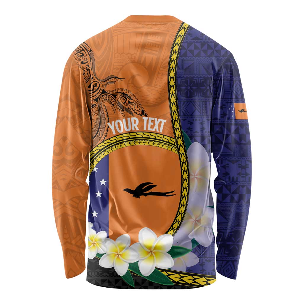 Personalised PNG Niu Ailan Long Sleeve Shirt Papua New Guinea Plumeria Melanesian Pattern - Polynesian Pride