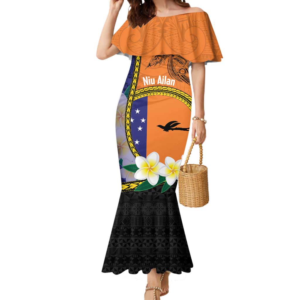 Personalised PNG Niu Ailan Mermaid Dress Papua New Guinea Plumeria Melanesian Pattern - Polynesian Pride