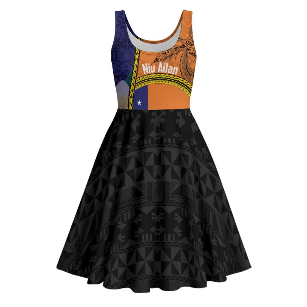 Personalised PNG Niu Ailan Midi Dress Papua New Guinea Plumeria Melanesian Pattern - Polynesian Pride