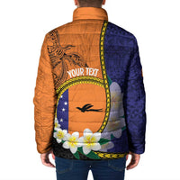 Personalised PNG Niu Ailan Padded Jacket Papua New Guinea Plumeria Melanesian Pattern - Polynesian Pride