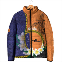 Personalised PNG Niu Ailan Padded Jacket Papua New Guinea Plumeria Melanesian Pattern - Polynesian Pride