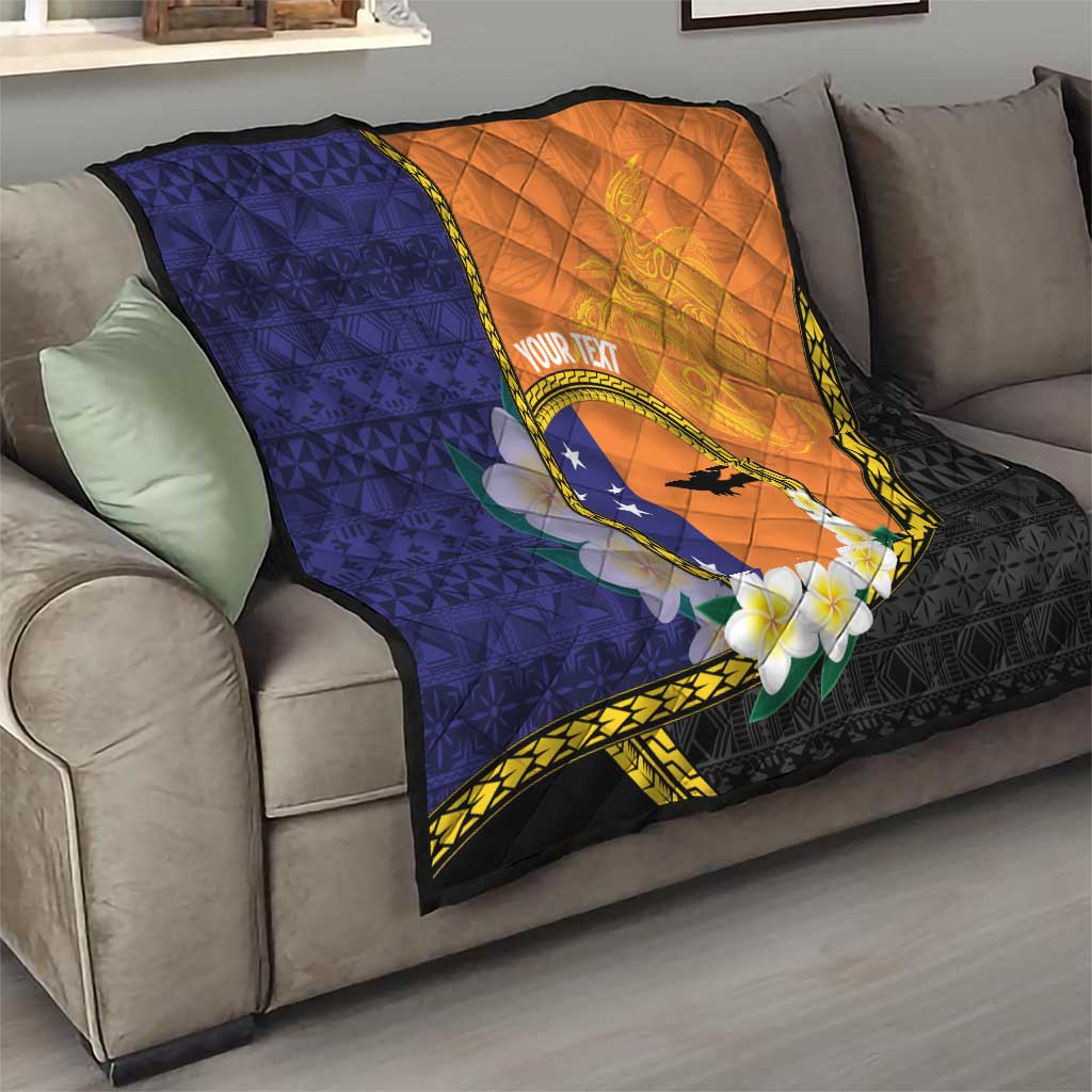 Personalised PNG Niu Ailan Quilt Papua New Guinea Plumeria Melanesian Pattern - Polynesian Pride