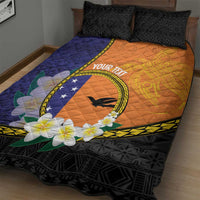 Personalised PNG Niu Ailan Quilt Bed Set Papua New Guinea Plumeria Melanesian Pattern - Polynesian Pride