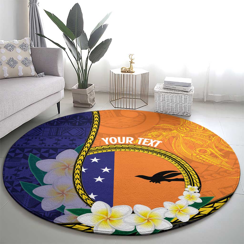 Personalised PNG Niu Ailan Round Carpet Papua New Guinea Plumeria Melanesian Pattern - Polynesian Pride
