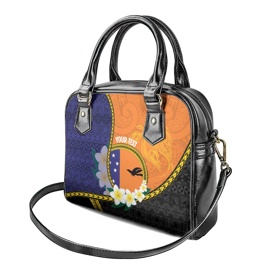 Personalised PNG Niu Ailan Shoulder Handbag Papua New Guinea Plumeria Melanesian Pattern - Polynesian Pride