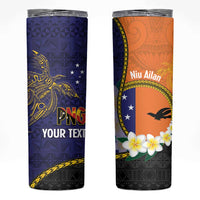 Personalised PNG Niu Ailan Skinny Tumbler Papua New Guinea Plumeria Melanesian Pattern - Polynesian Pride