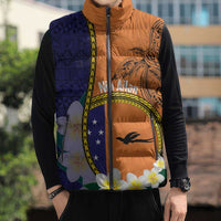 Personalised PNG Niu Ailan Sleeveless Puffer Jacket Papua New Guinea Plumeria Melanesian Pattern - Polynesian Pride