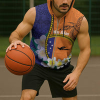 Personalised PNG Niu Ailan Sleeveless Zip Hoodie Papua New Guinea Plumeria Melanesian Pattern - Polynesian Pride