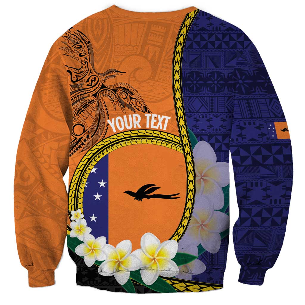 Personalised PNG Niu Ailan Sweatshirt Papua New Guinea Plumeria Melanesian Pattern - Polynesian Pride