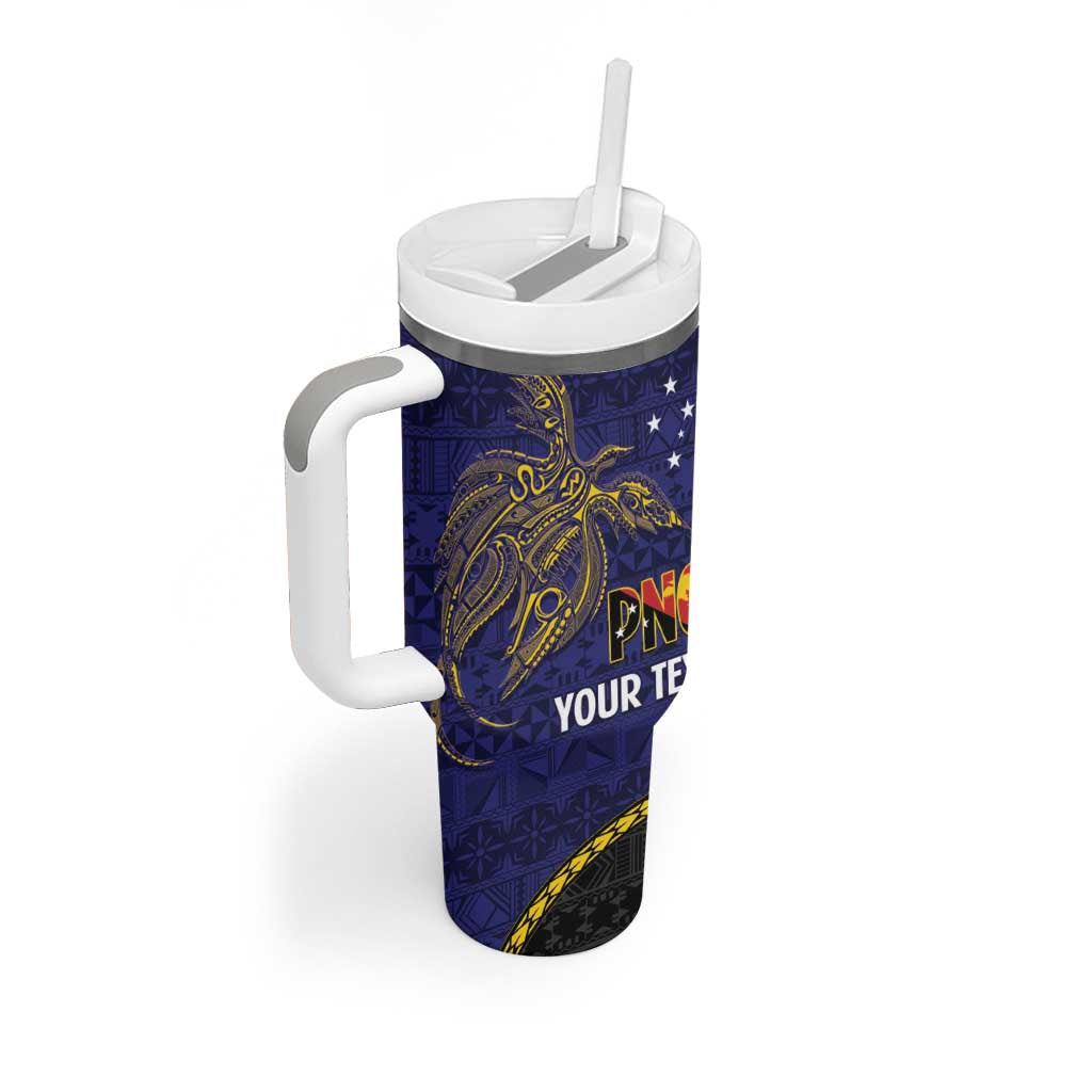 Personalised PNG Niu Ailan Tumbler With Handle Papua New Guinea Plumeria Melanesian Pattern - Polynesian Pride