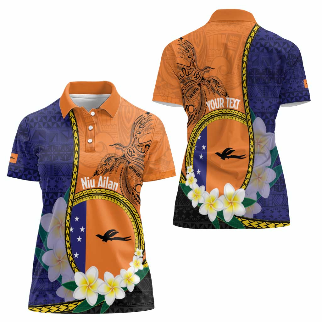 Personalised PNG Niu Ailan Women Polo Shirt Papua New Guinea Plumeria Melanesian Pattern - Polynesian Pride