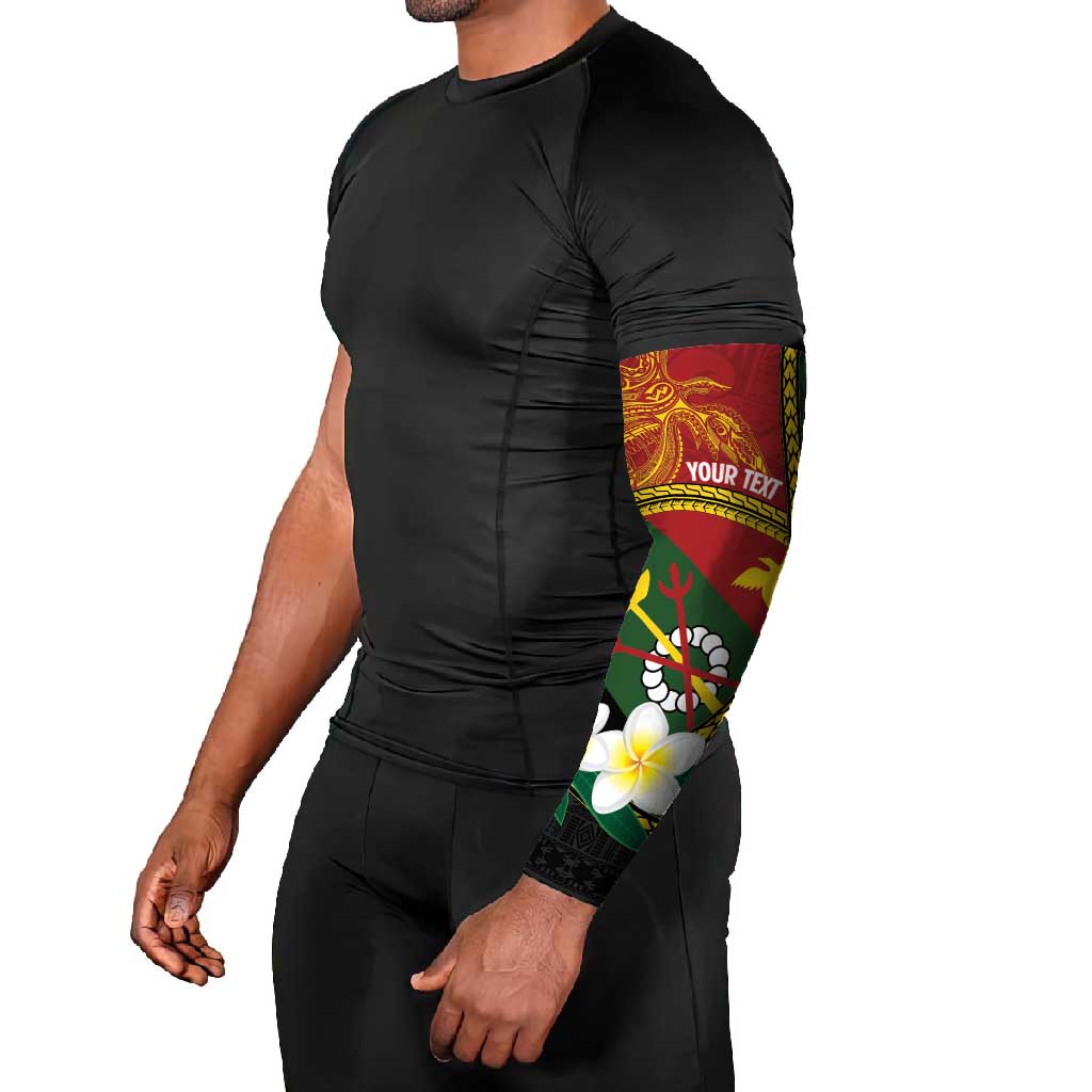 Personalised PNG Simbu Provins Arm Sleeves Papua New Guinea Plumeria Melanesian Pattern - Polynesian Pride