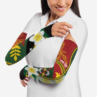 Personalised PNG Simbu Provins Arm Sleeves Papua New Guinea Plumeria Melanesian Pattern - Polynesian Pride