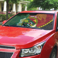 Personalised PNG Simbu Provins Auto Sun Shade Papua New Guinea Plumeria Melanesian Pattern - Polynesian Pride