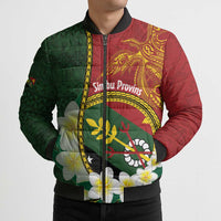 Personalised PNG Simbu Provins Bomber Puffer Jacket Papua New Guinea Plumeria Melanesian Pattern - Polynesian Pride