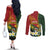 Personalised PNG Simbu Provins Couples Matching Off The Shoulder Long Sleeve Dress and Long Sleeve Button Shirt Papua New Guinea Plumeria Melanesian Pattern - Polynesian Pride