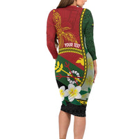 Personalised PNG Simbu Provins Family Matching Long Sleeve Bodycon Dress and Hawaiian Shirt Papua New Guinea Plumeria Melanesian Pattern - Polynesian Pride