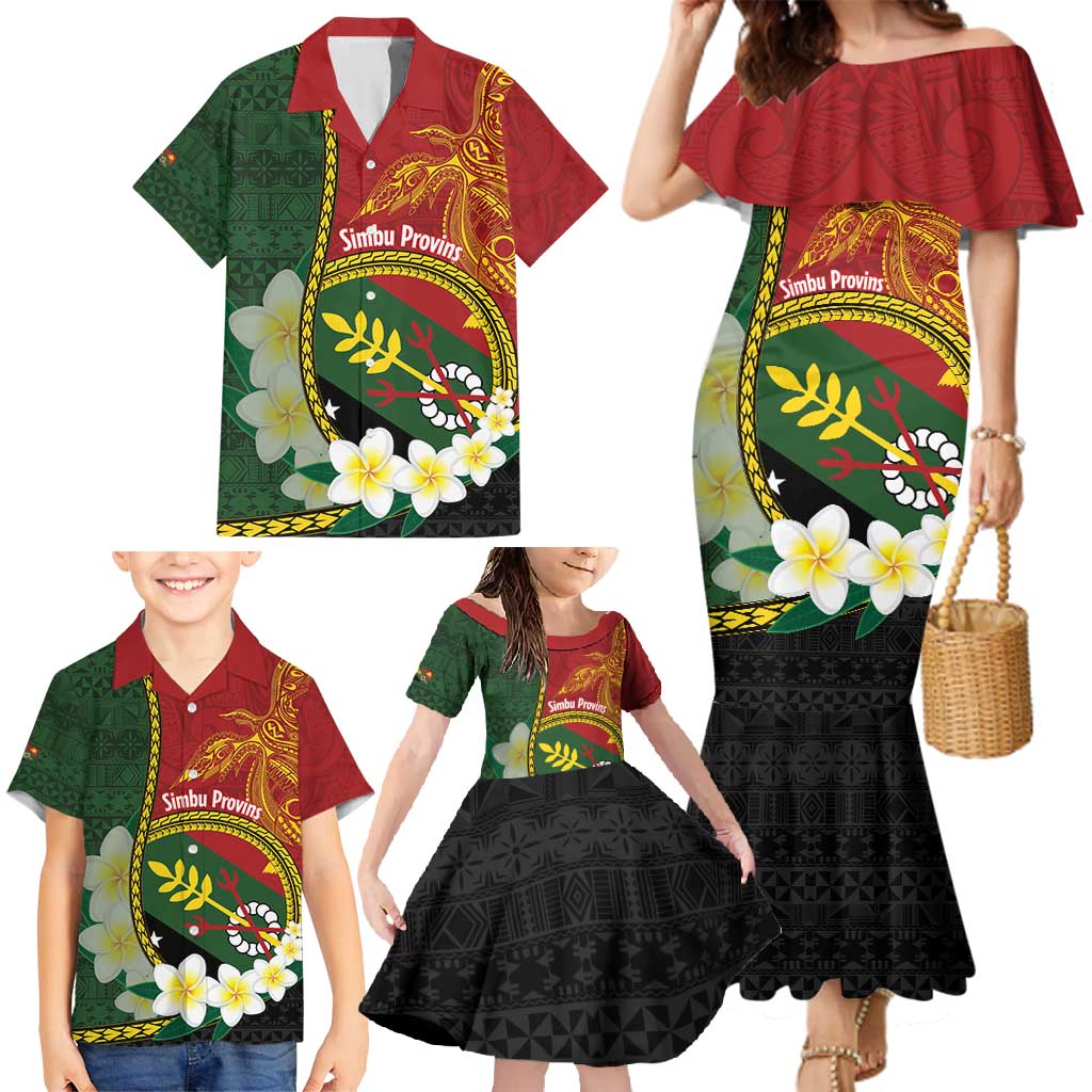 Personalised PNG Simbu Provins Family Matching Mermaid Dress and Hawaiian Shirt Papua New Guinea Plumeria Melanesian Pattern - Polynesian Pride