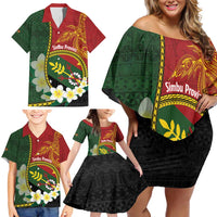 Personalised PNG Simbu Provins Family Matching Off Shoulder Short Dress and Hawaiian Shirt Papua New Guinea Plumeria Melanesian Pattern - Polynesian Pride
