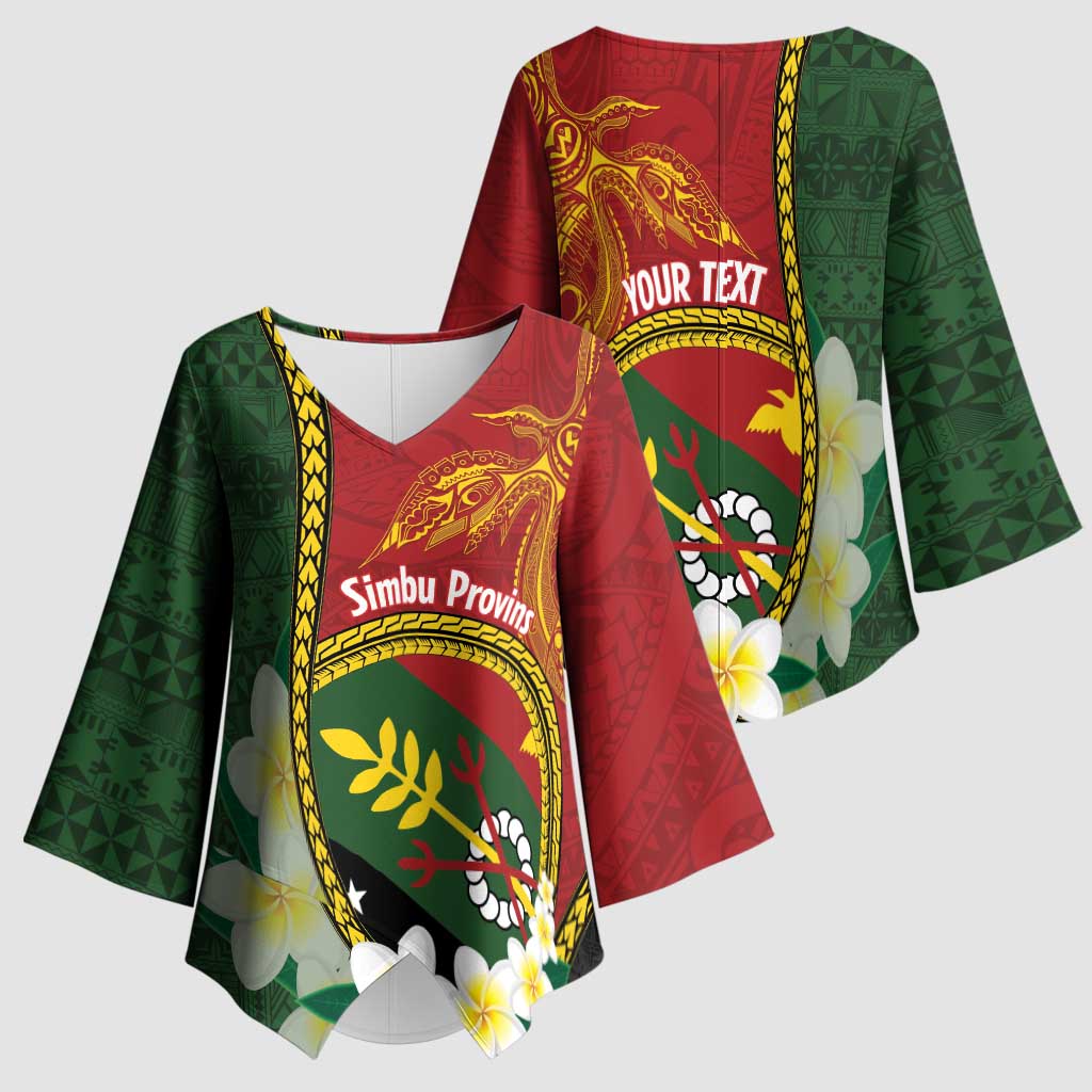 Personalised PNG Simbu Provins Kimono Sleeve Blouse Papua New Guinea Plumeria Melanesian Pattern - Polynesian Pride
