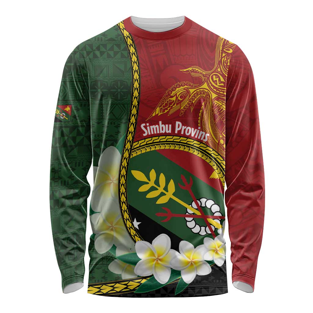 Personalised PNG Simbu Provins Long Sleeve Shirt Papua New Guinea Plumeria Melanesian Pattern - Polynesian Pride