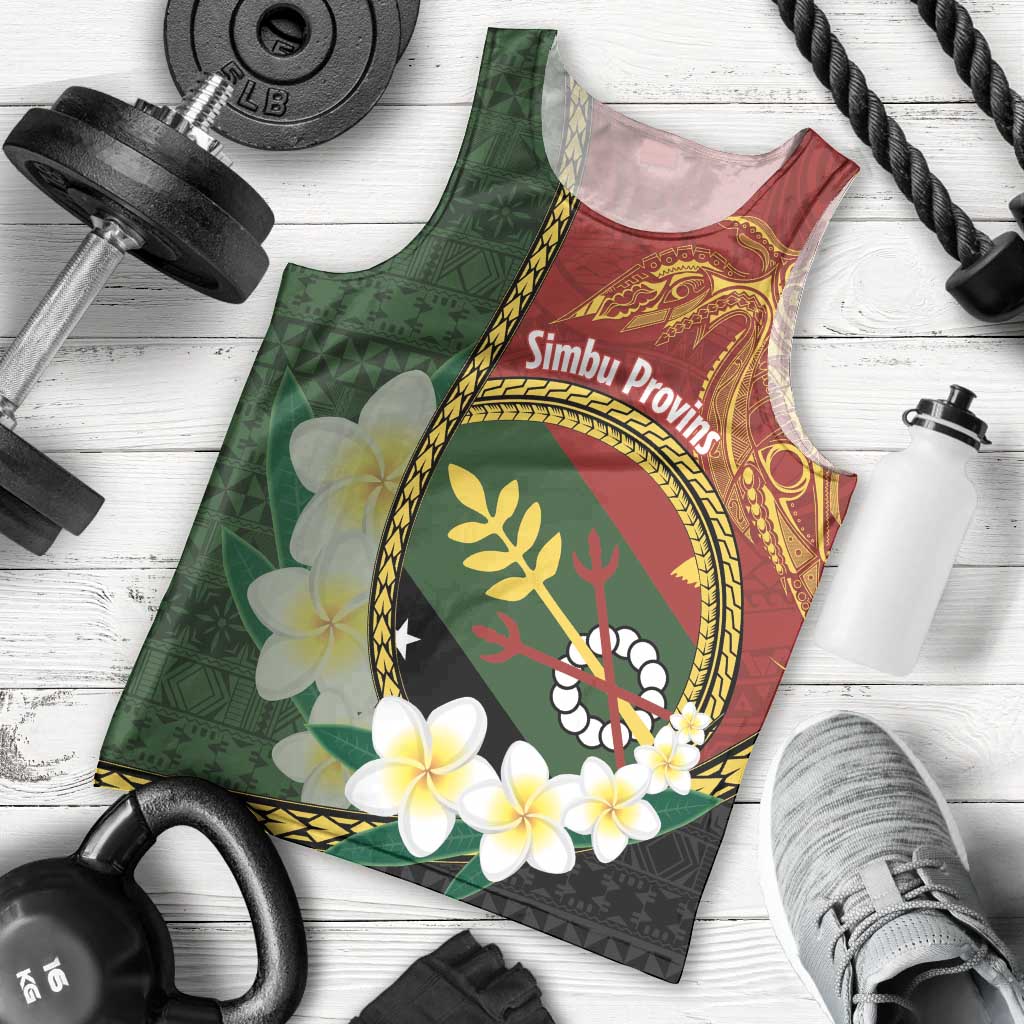 Personalised PNG Simbu Provins Men Tank Top Papua New Guinea Plumeria Melanesian Pattern - Polynesian Pride