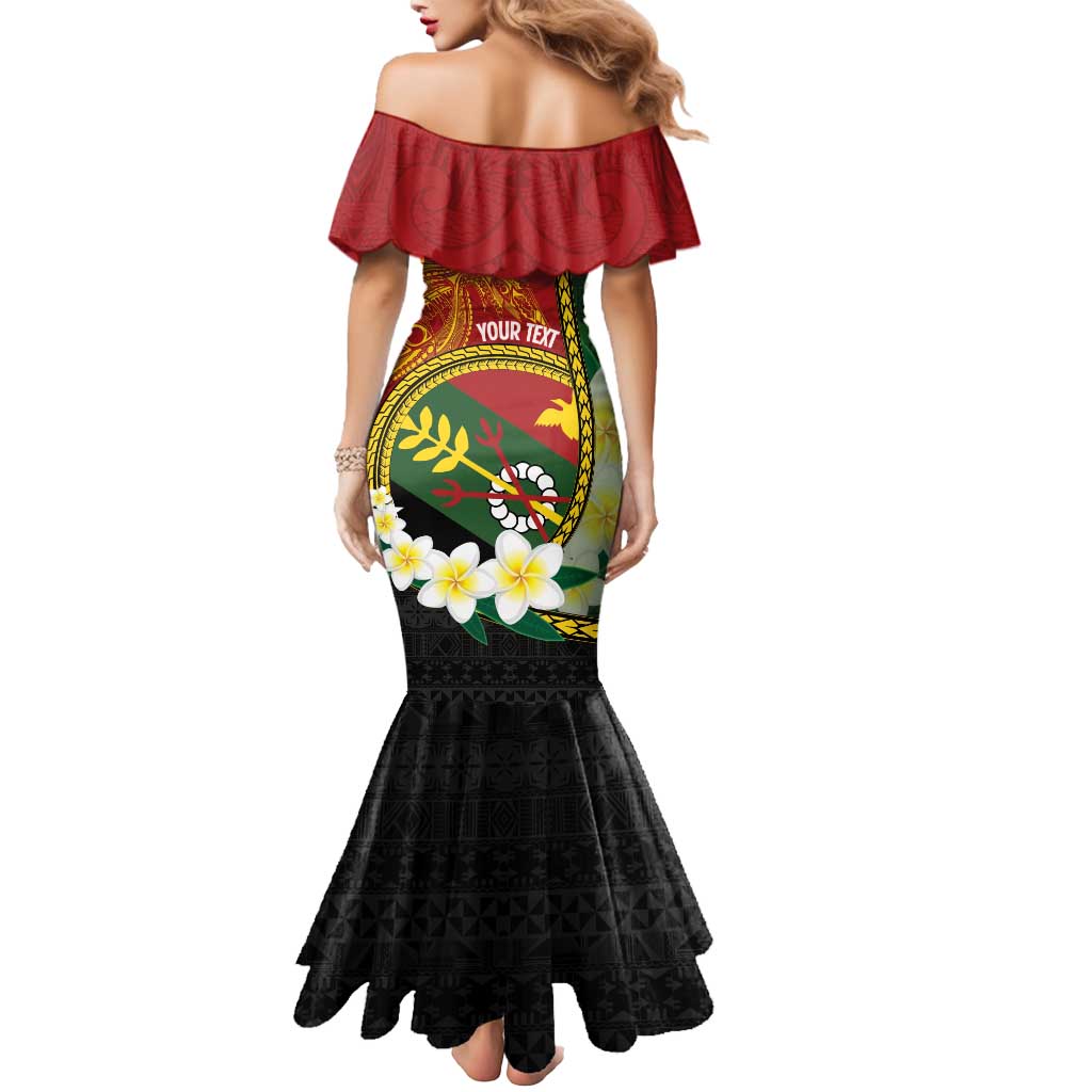 Personalised PNG Simbu Provins Mermaid Dress Papua New Guinea Plumeria Melanesian Pattern - Polynesian Pride