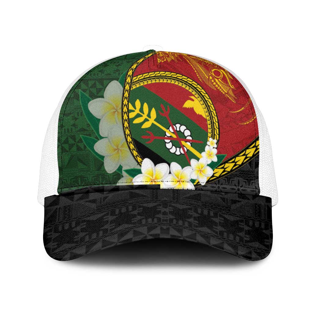 PNG Simbu Provins Mesh Trucker Cap Papua New Guinea Plumeria Melanesian Pattern - Polynesian Pride