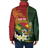 Personalised PNG Simbu Provins Padded Jacket Papua New Guinea Plumeria Melanesian Pattern - Polynesian Pride