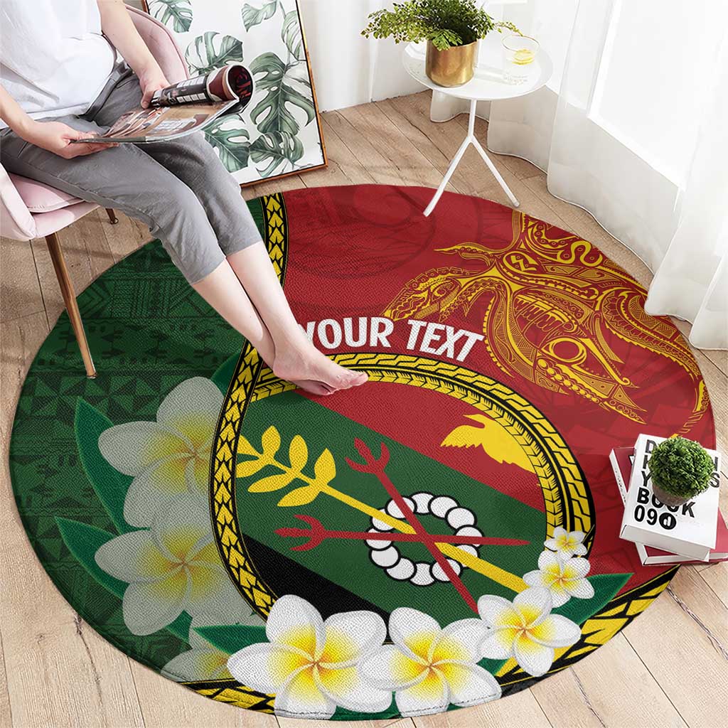 Personalised PNG Simbu Provins Round Carpet Papua New Guinea Plumeria Melanesian Pattern - Polynesian Pride