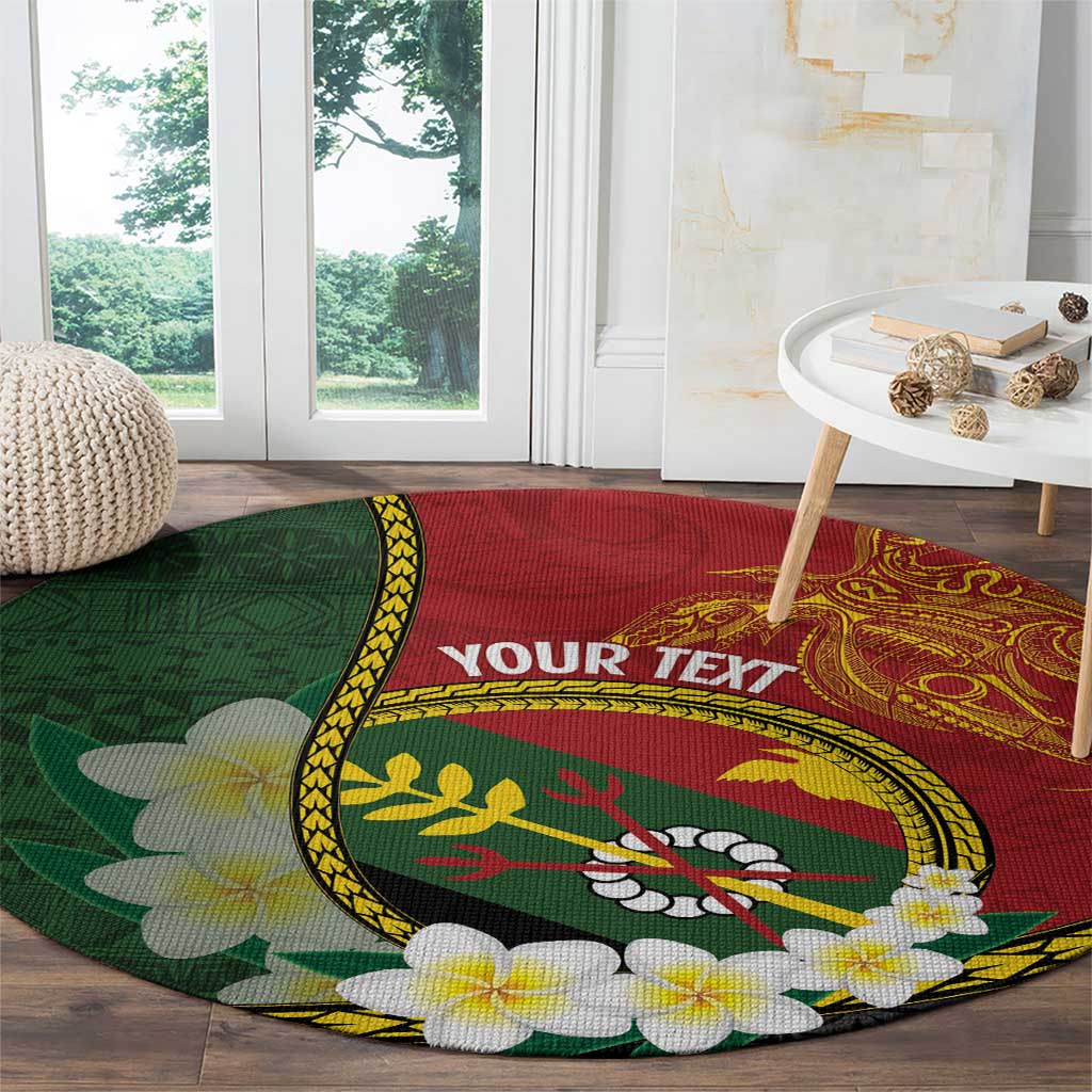 Personalised PNG Simbu Provins Round Carpet Papua New Guinea Plumeria Melanesian Pattern - Polynesian Pride