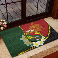 Personalised PNG Simbu Provins Rubber Doormat Papua New Guinea Plumeria Melanesian Pattern - Polynesian Pride