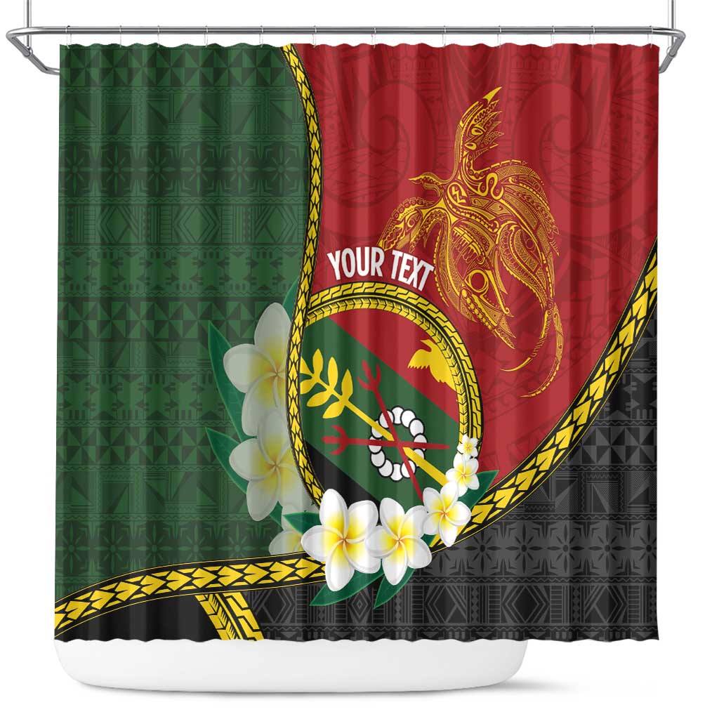 Personalised PNG Simbu Provins Shower Curtain Papua New Guinea Plumeria Melanesian Pattern - Polynesian Pride