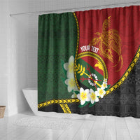 Personalised PNG Simbu Provins Shower Curtain Papua New Guinea Plumeria Melanesian Pattern - Polynesian Pride