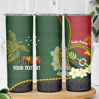 Personalised PNG Simbu Provins Skinny Tumbler Papua New Guinea Plumeria Melanesian Pattern - Polynesian Pride