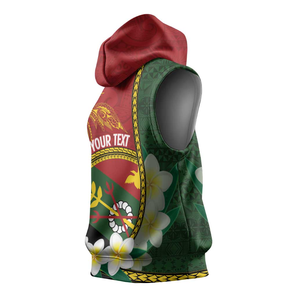 Personalised PNG Simbu Provins Sleeveless Hoodie Papua New Guinea Plumeria Melanesian Pattern - Polynesian Pride