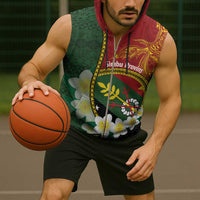 Personalised PNG Simbu Provins Sleeveless Zip Hoodie Papua New Guinea Plumeria Melanesian Pattern - Polynesian Pride