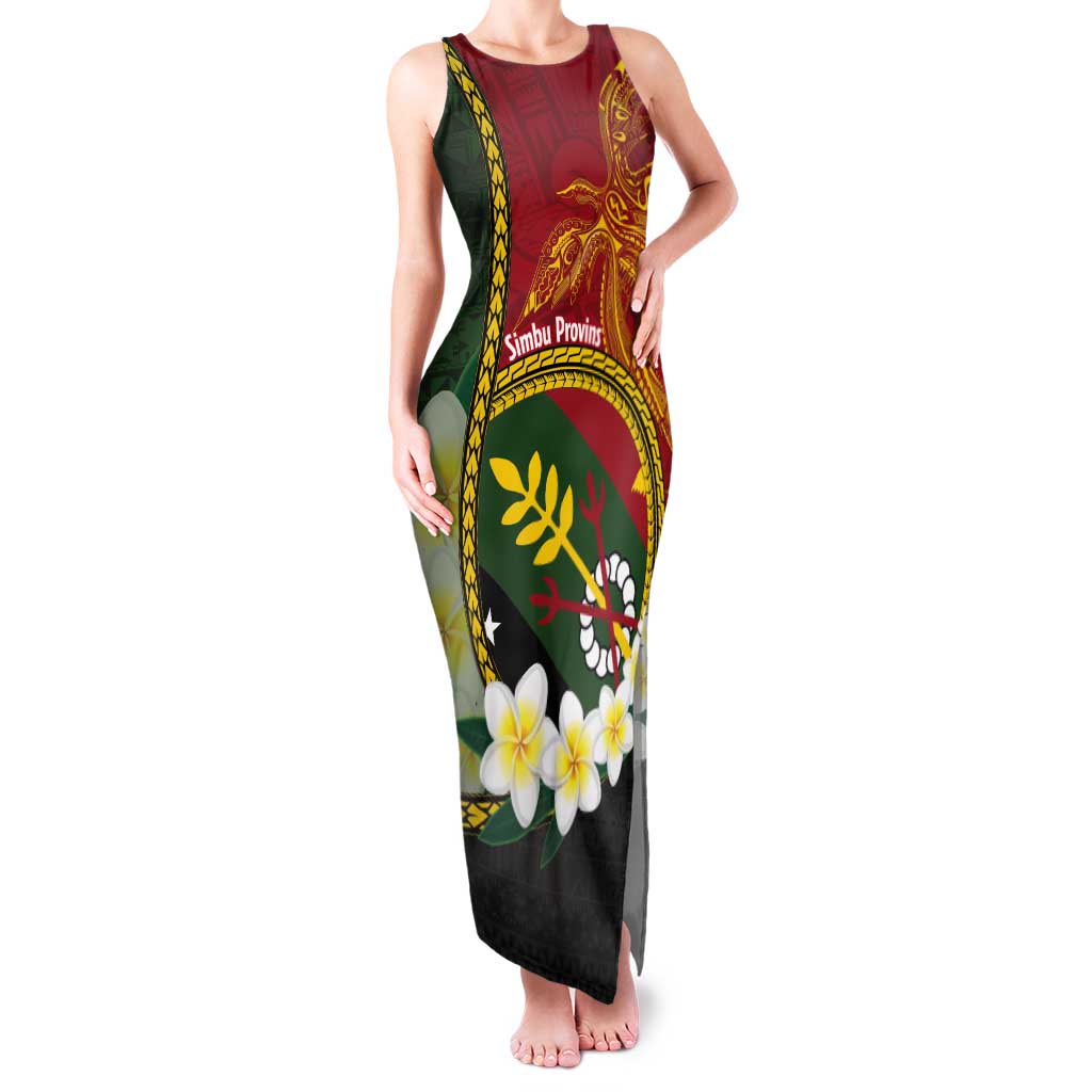 Personalised PNG Simbu Provins Tank Maxi Dress Papua New Guinea Plumeria Melanesian Pattern - Polynesian Pride